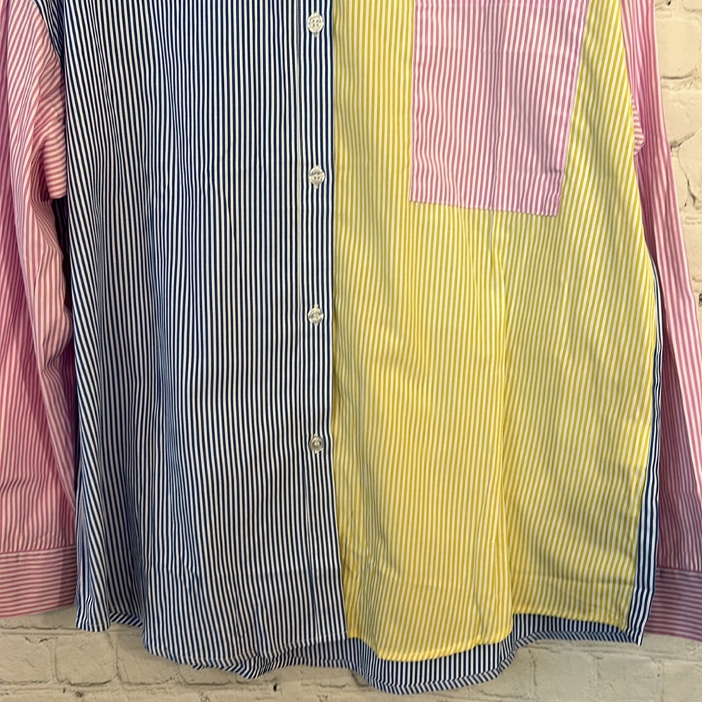 Amazon New color block pinstriped button down shirt - Picture 3 of 8